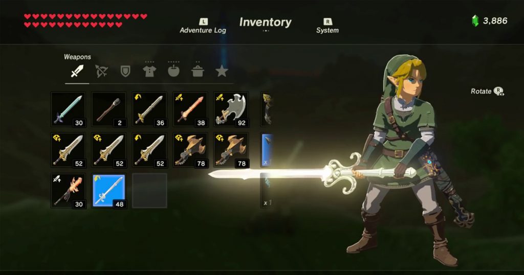 Can I Store Weapons In Breath Of The Wild?