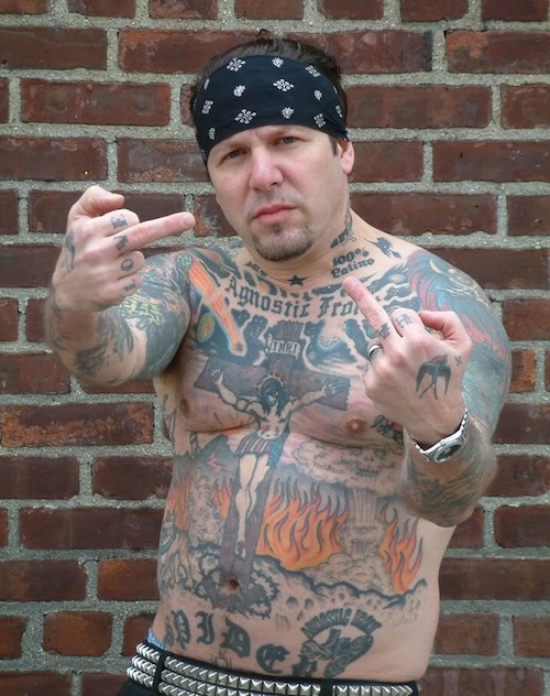 Rodger Miret of Agnostic Front with makeup.