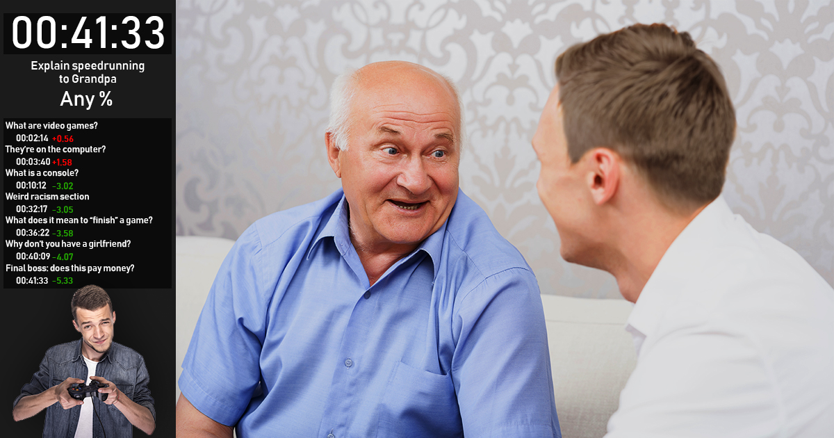 speedrun streamer sets new record time explaining what that means to grandpa during christmas dinner - A Grandpa For Christmas speedrun streamer sets new record time explaining what that means to grandpa during christmas dinner - A Grandpa For Christmas