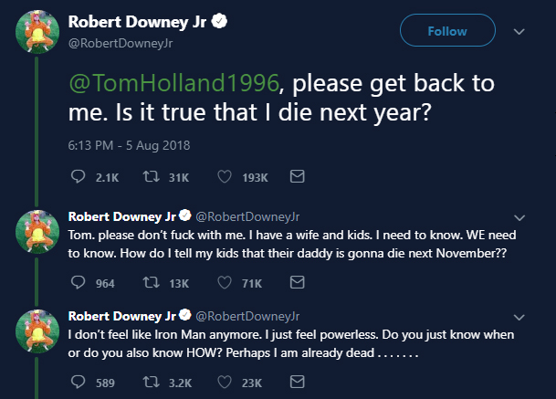 Tom Holland Accidentally Spoils Exact Date Of Robert Downey Jr’s Death