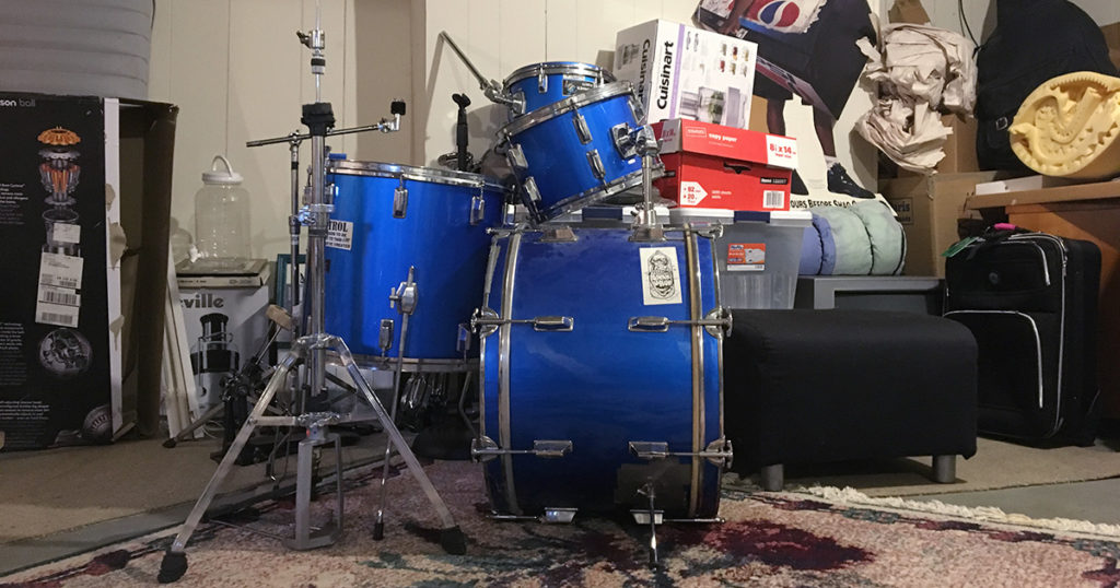 drums, set, kit, basement