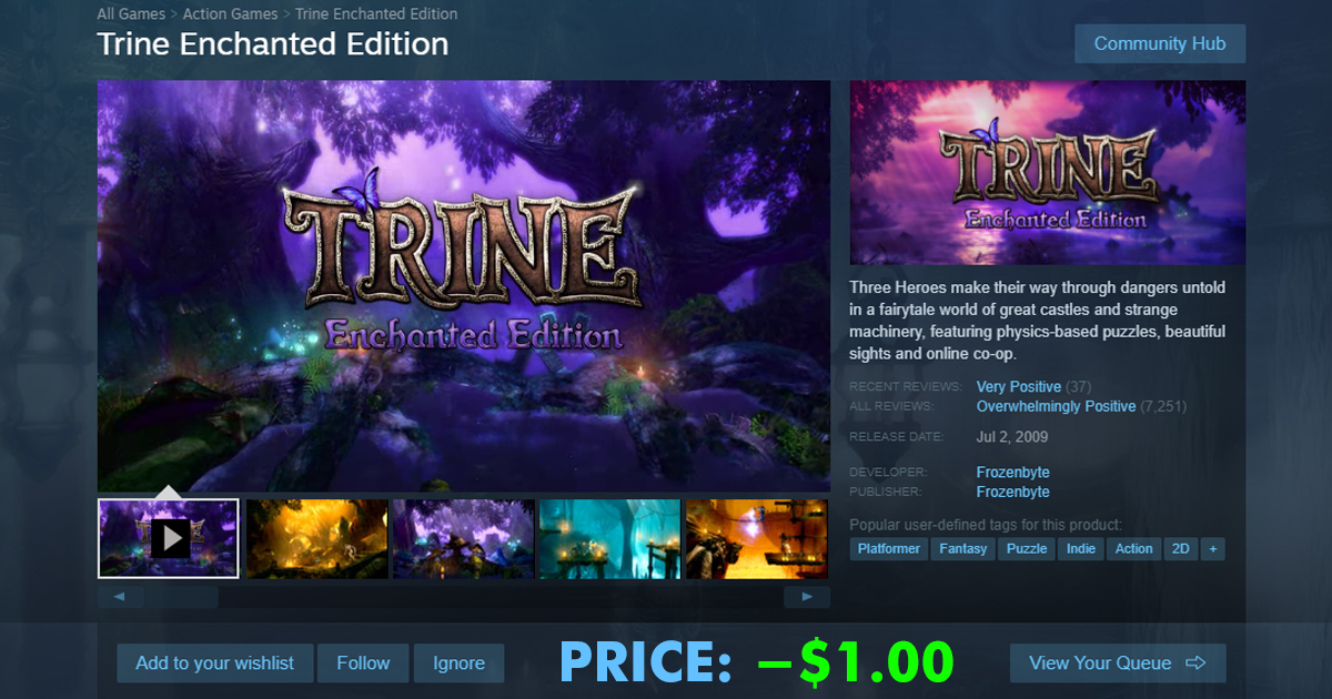 Steam Flash Sale To Paypal You A Buck If You Download Trine