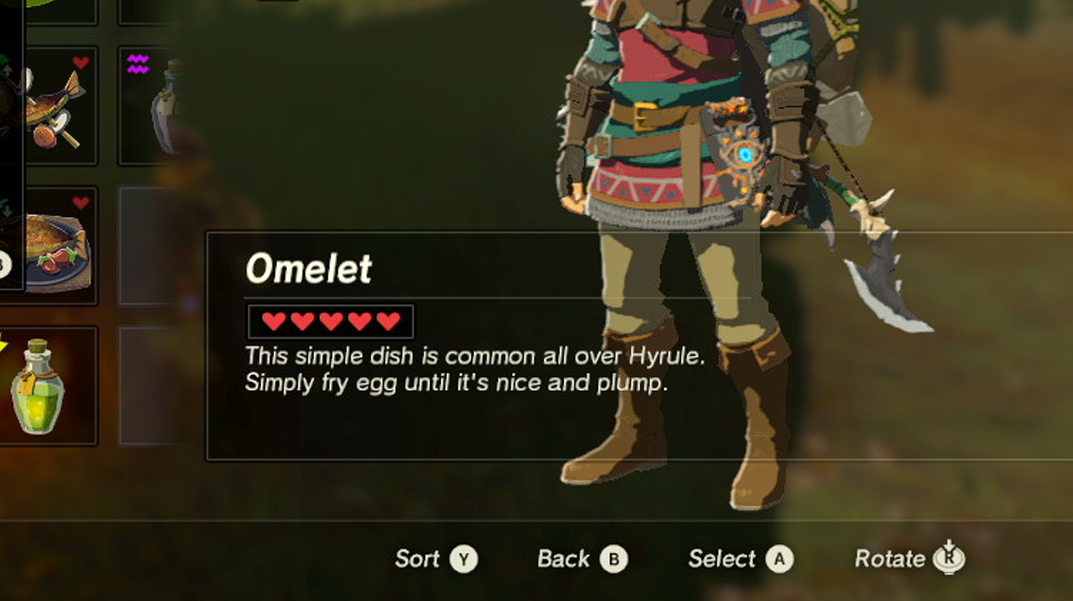 zelda breath of the wild recipes