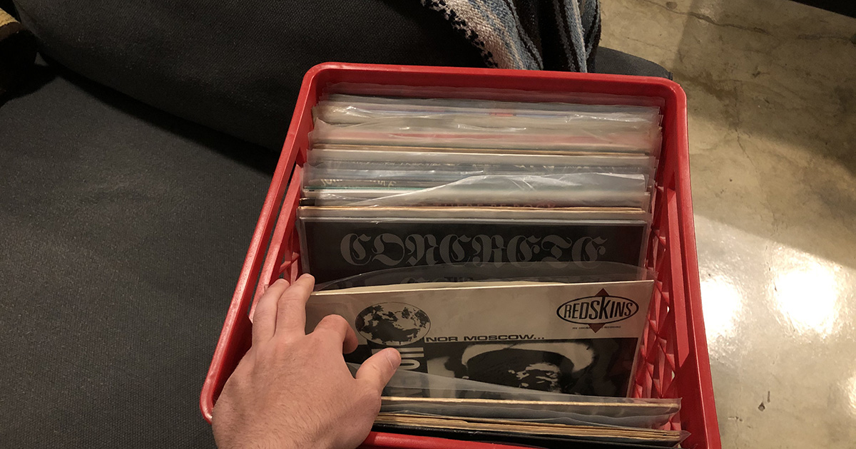 record store, crate, records