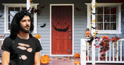 danzig, misfits, house, orange door, halloween, diy, cheap, decoration, bats