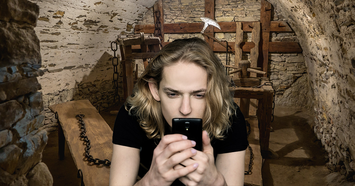 medieval, torture, museum, old, classic, metal, weird, poser, creepy, woman, phone, google, blonde