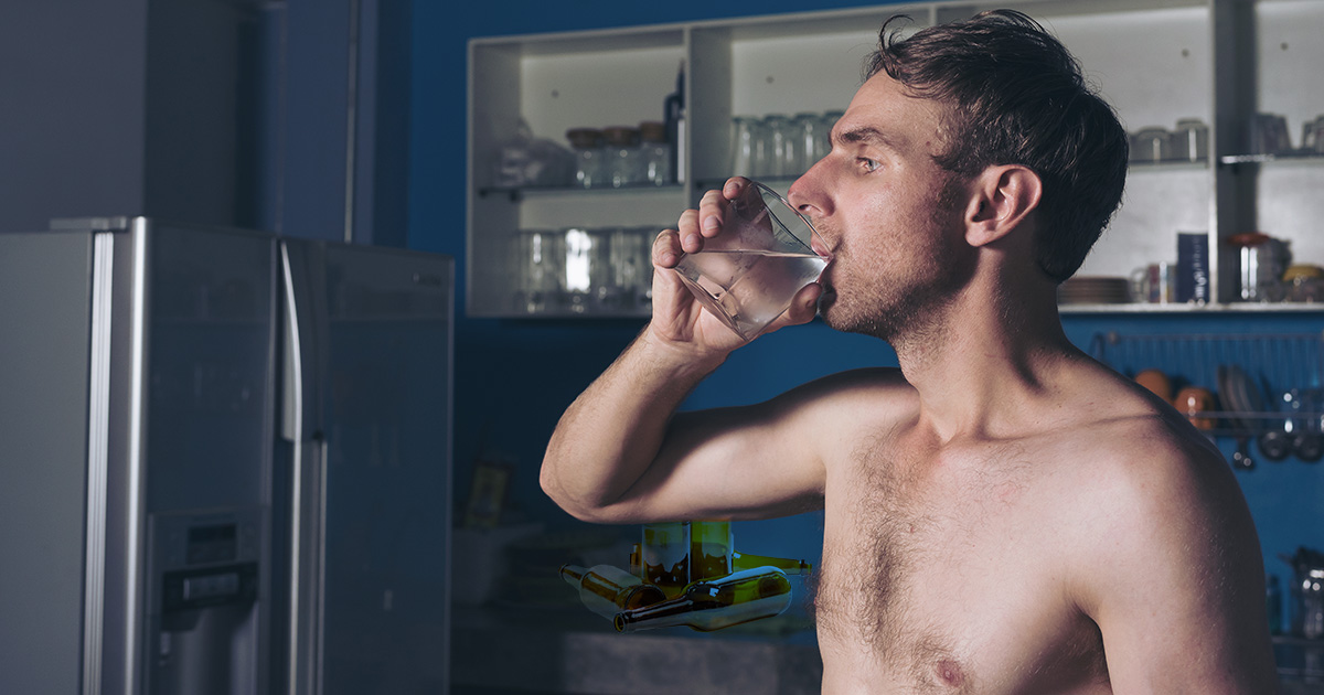 water, glass, shirtless, white guy, skinny, hairy, fridge, cold, glass, drink, late, night, bed, sip