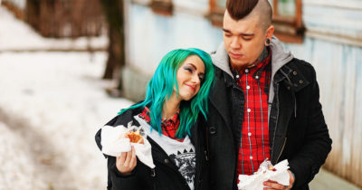 blue, hair, punk girl, burgers, eat, eat out, clean, get clean, drugs, drink, alcoholic, high, glue, sniff, coke, weed, beer, liquor, plaid, skinhead, OI