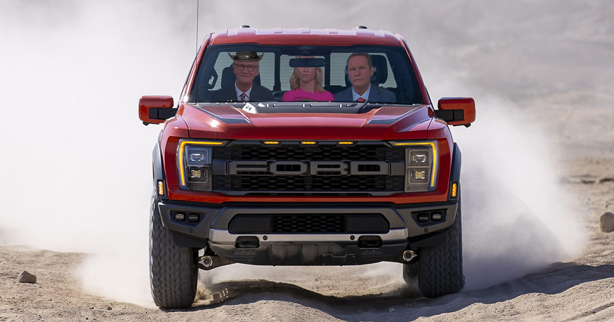 ford, ford F-150, pick up truck, red, large, work trick, drive, pull, haul, rugged, interview, fox, friends, republican, conservative, sad, redneck, white trash, conspiracy, theory, red pilled, inappropriate, hate, silly