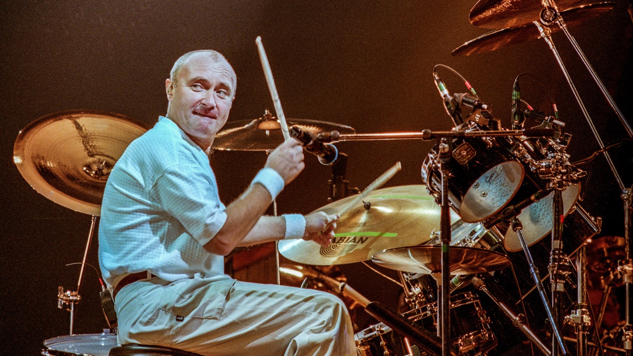 Phil Collins playing drums