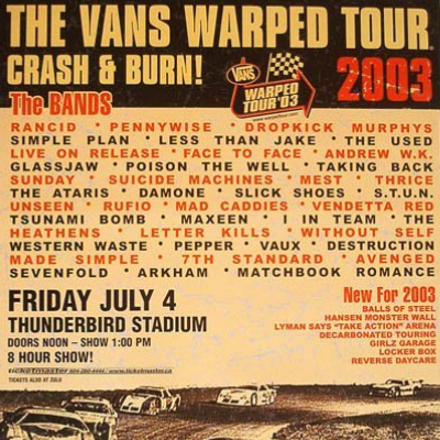 warped tour 2000 lineup