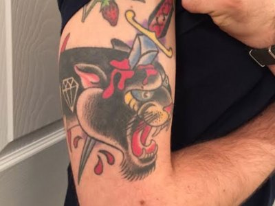 panther, stab, tattoo