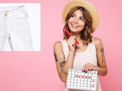 period, pants, white, white pants, time