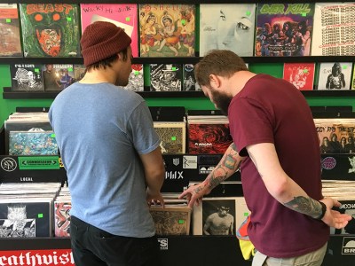 record store, weird, guy, close, shopping