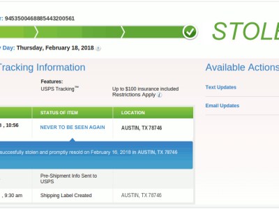 track, package, stolen, update