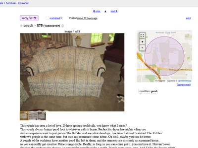 craigslist, couch, ad