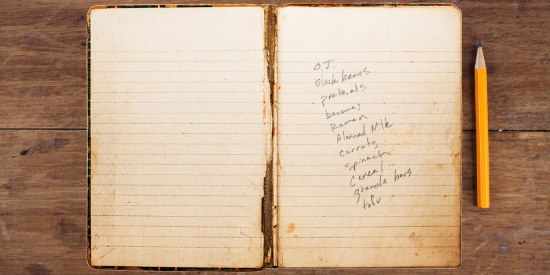 lyrics, jokes, grocery, notebook