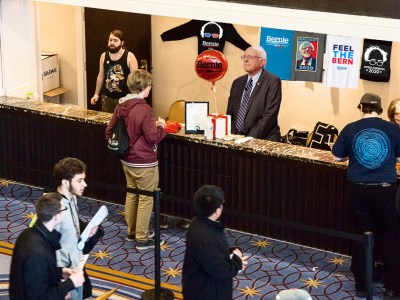 bernie sanders, merch, table