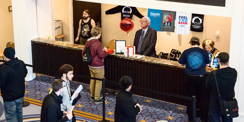 bernie sanders, merch, table