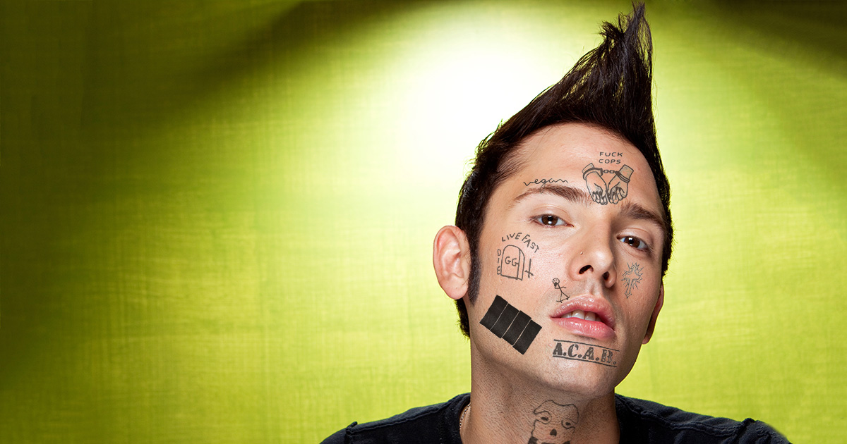 punk, face, tattoo, acab