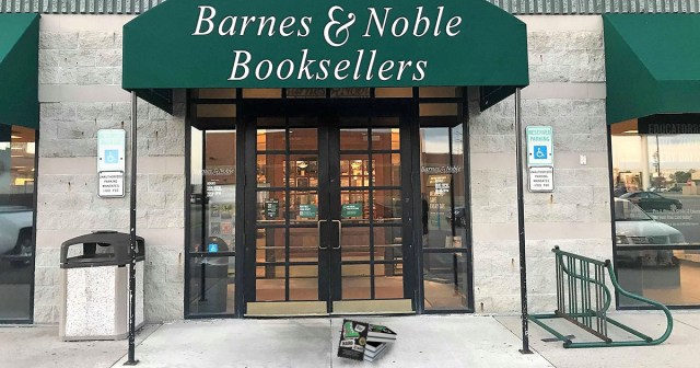 Pack of Hard Times Books Loitering Ominously Outside Barnes & Noble Entrance