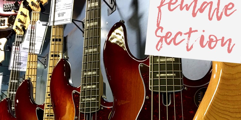 guitar center, bass, female