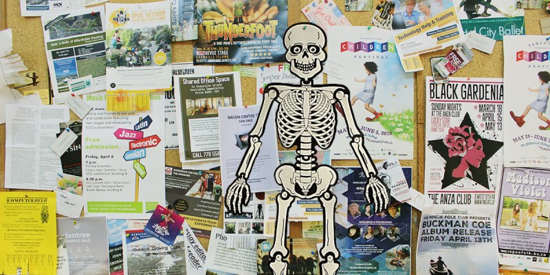 paper, skeleton, bulletin board, headline, library