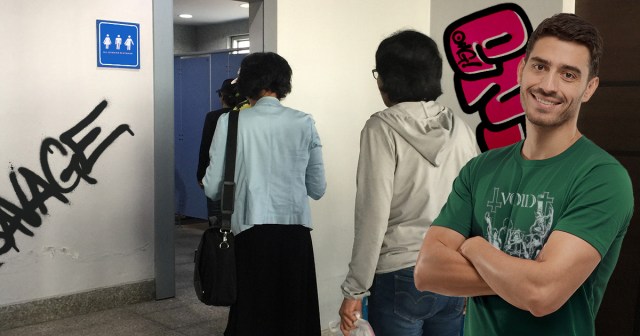 Guy Alone at Show Stoked to See Long Line at Bathroom