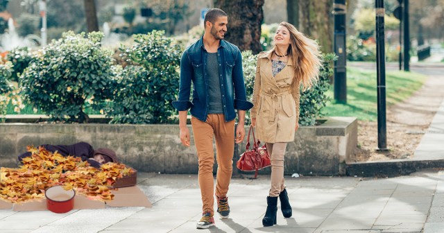 San Francisco Couple Loves How Orange Leaves Look on Homeless Person