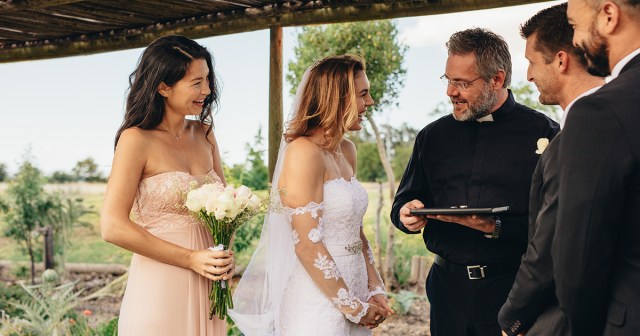 Pastor Officiating Wedding Clearly Fucked Bride at One Point