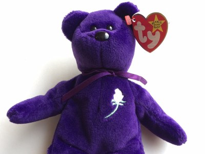 purple, bear, diana, princess diana, beanie baby