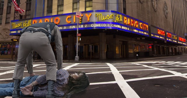 Wide-Eyed Midwest Girl Getting Off Bus at Radio City Tackled By National Guard