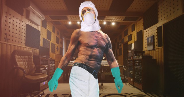 Iggy Pop Removes Torso Section From Hazmat Suit