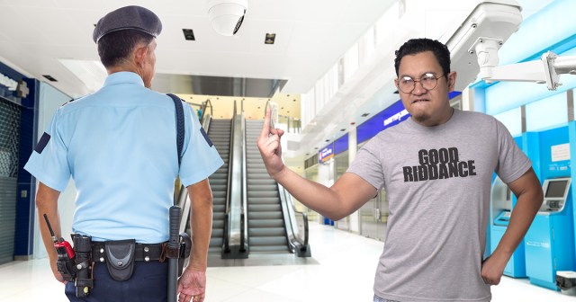 41-Year-Old Skater Punk Impulsively Flips off Security Guard Working at Bank