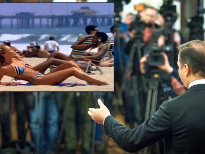 '80s metal, bikini, social distancing, music video