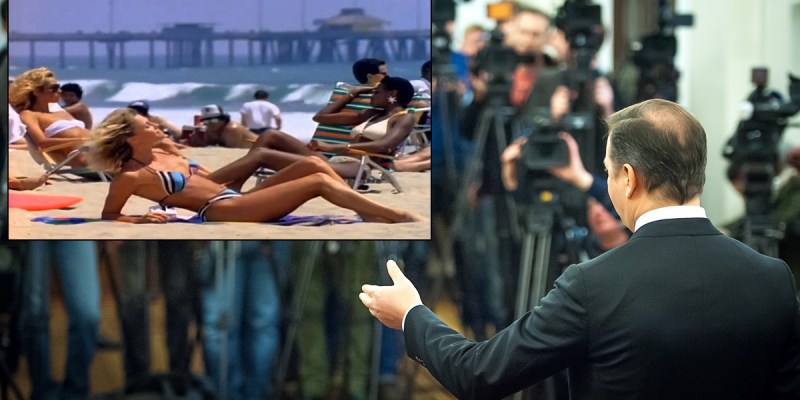 '80s metal, bikini, social distancing, music video