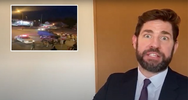 Newly-Radicalized John Krasinski Shares Video of Cop Being Hit by SUV on “Some Good News”