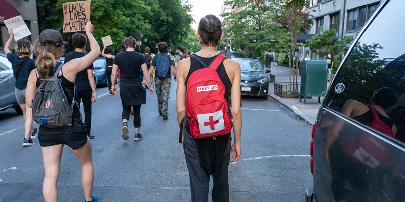 volunteer, medic, protest