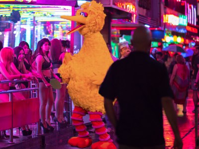 big bird, red light, loiter, embarrassed, gross, filthy