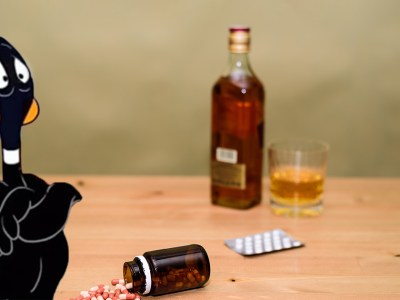 daffy duck, looney tunes, painkillers, addiction, sad