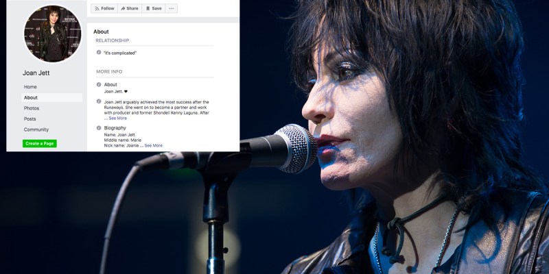 joan jett, relationship, rock'n'roll, complicated, facebook, status