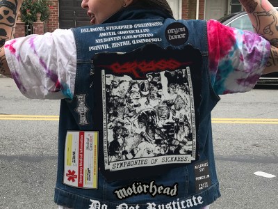 allergies, battle vest, denim, safe, safety, emergency, allergies, mosh pit, metal