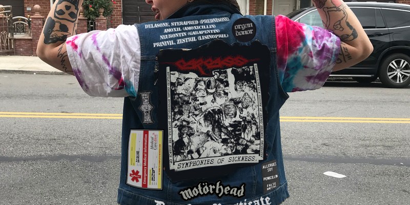 allergies, battle vest, denim, safe, safety, emergency, allergies, mosh pit, metal