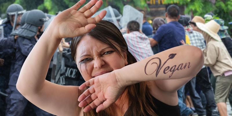 vegan, protester, milk, decline