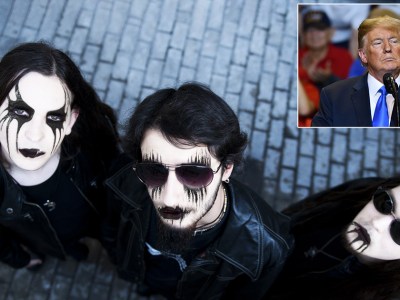 black metal, face paint, glasses, dark, back, white, trump, president, republican