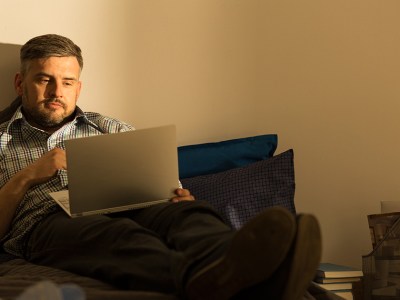 lonely, room, sad, blank, dark, gloomy, computer, laptop, single, beard