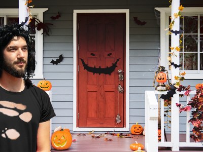 danzig, misfits, house, orange door, halloween, diy, cheap, decoration, bats