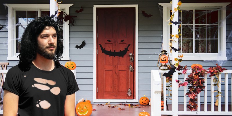 danzig, misfits, house, orange door, halloween, diy, cheap, decoration, bats