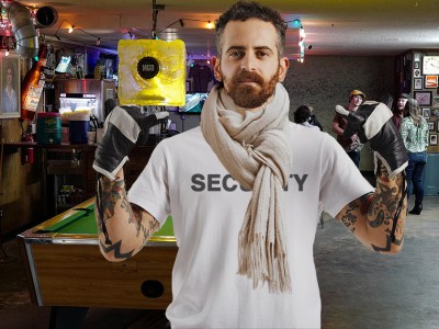 dive bar, bouncer, tattoos