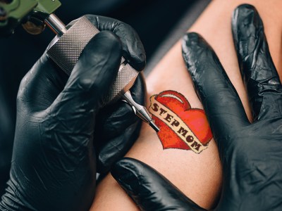 porn, pornstar, heart, step mom, tattoo, gloves, needle, gun, ink